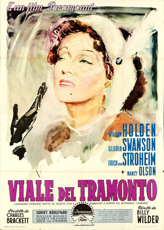 Sunset Boulevard (Paramount, 1950). Ercole Brini Artwork. Italian Movie Poster Reprint