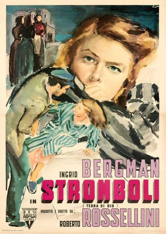 Stromboli (RKO, 1950). Ercole Brini Artwork.Italian Movie Poster Reprint