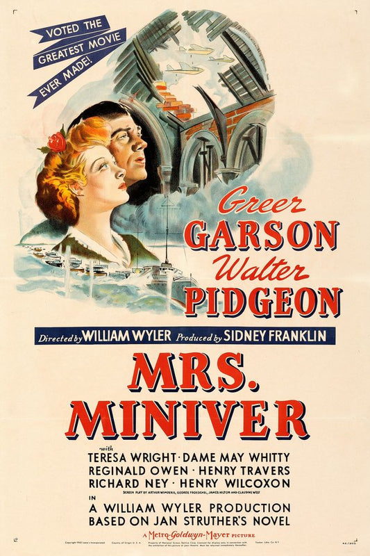 Mrs. Miniver (MGM, 1942). Style D. Movie Poster Reprint