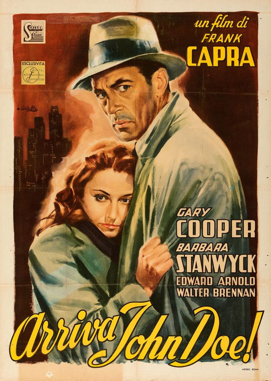 Meet John Doe (Scalera Film, 1948). First Post-War Release Italian Poster, Averardo Ciriello Artwork. Movie Poster Reprint