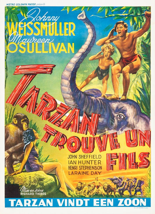 Tarzan Finds a Son (MGM, 1945). First Release Belgian Poster, Adventure. Movie Poster Reprint