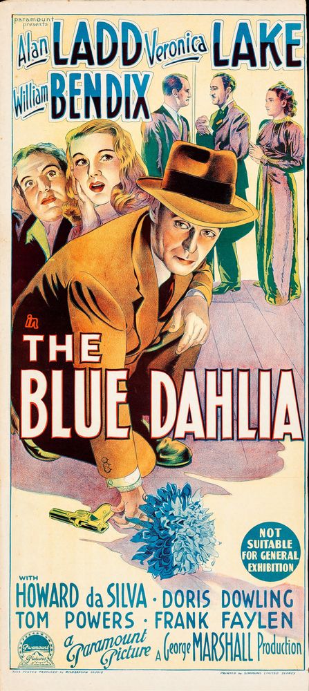 The Blue Dahlia (Paramount, 1946). Folded, Fine/Very Fine. Australian. Film Noir.- Movie Poster Reprint