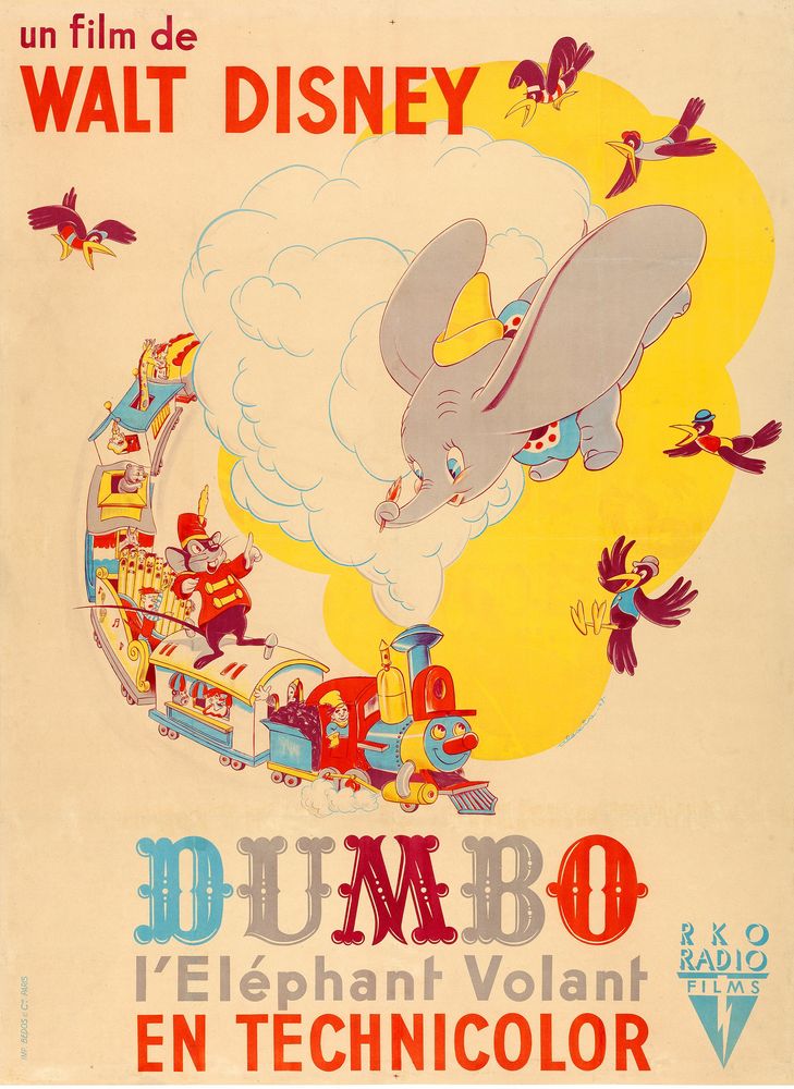 Dumbo (RKO, 1941). Fine/Very Fine on Linen. French, Alexis Artwork.- Movie Poster Reprint