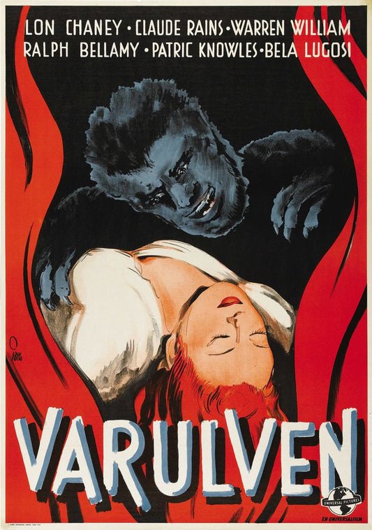 The Wolf Man (Universal, 1943). Swedish- Movie Poster Reprint