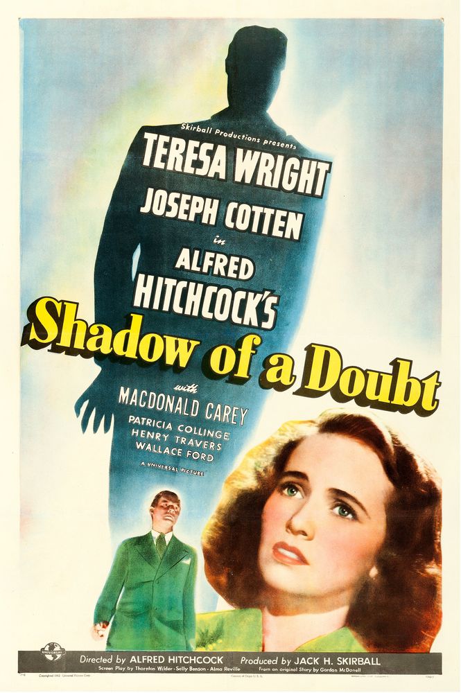 Shadow of a Doubt (Universal, 1943). Style C.- Movie Poster Reprint