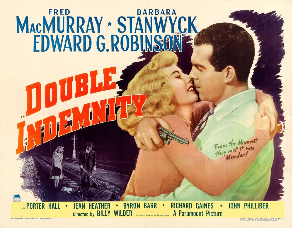 Double Indemnity (Paramount, 1944). Style A.- Movie Poster Reprint