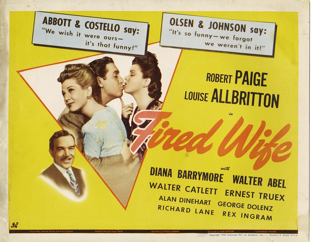 Fired Wife (Universal, 1943)- Movie Poster Reprint