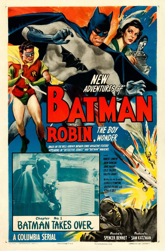 The New Adventures of Batman and Robin (Columbia, 1949). Chapter 1 - "Batman Takes Over."- Movie Poster Reprint