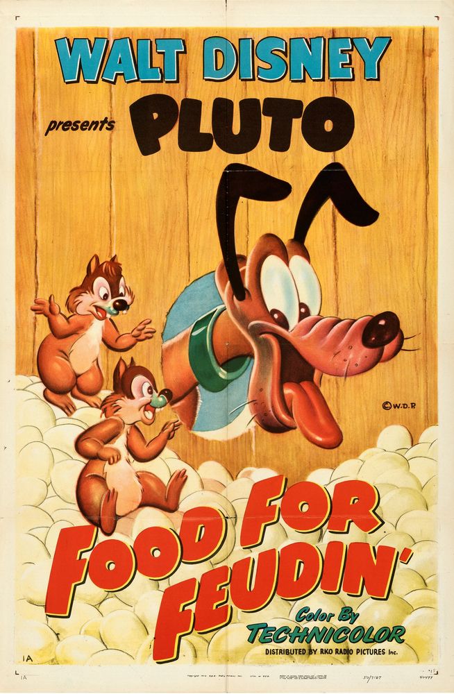 Pluto in Food for Feudin' (RKO, 1950).- Movie Poster Reprint