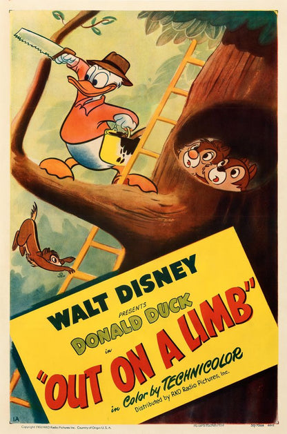 Donald Duck in Out on a Limb (RKO, 1950).- Movie Poster Reprint