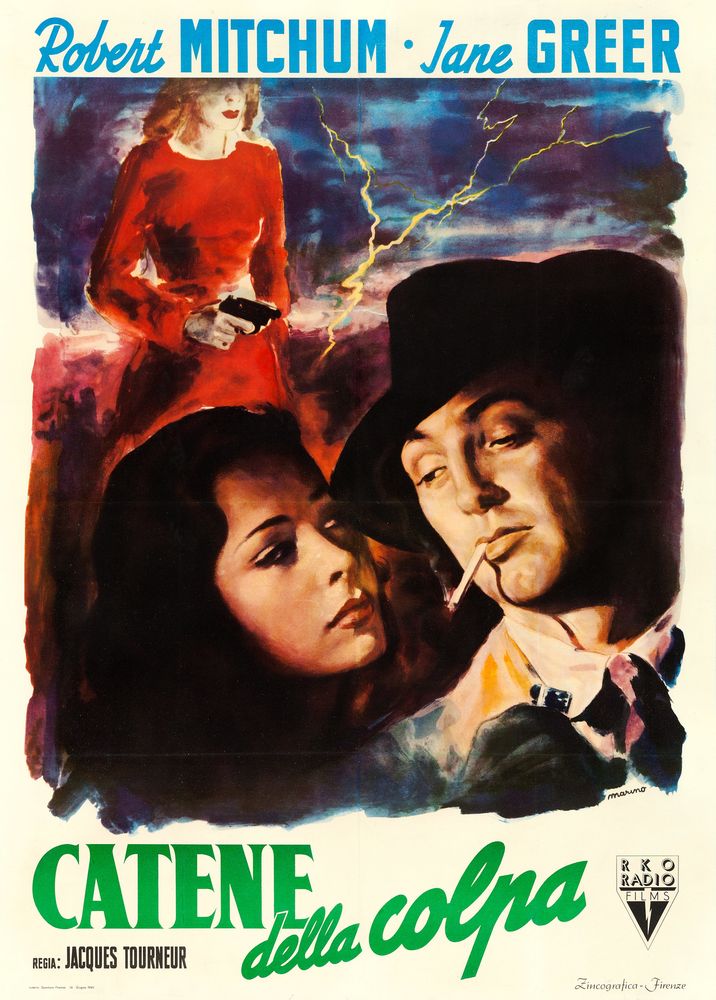 Out of the Past (RKO, 1948). Italian, Marino Artwork.- Movie Poster Reprint