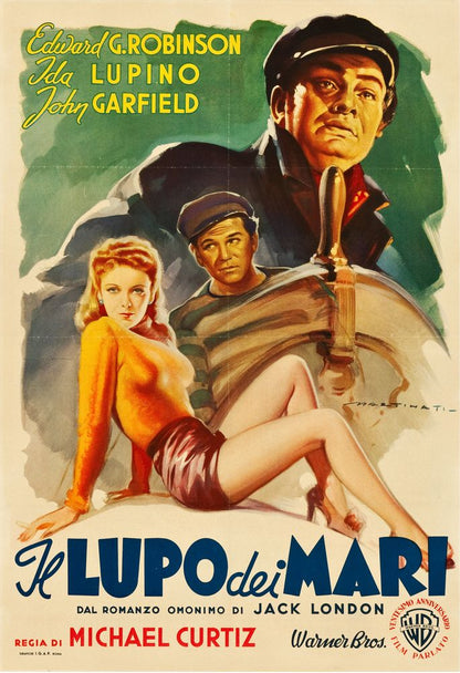 The Sea Wolf (Warner Brothers, Late 1940s). First Post-War Release Italian- Movie Poster Reprint