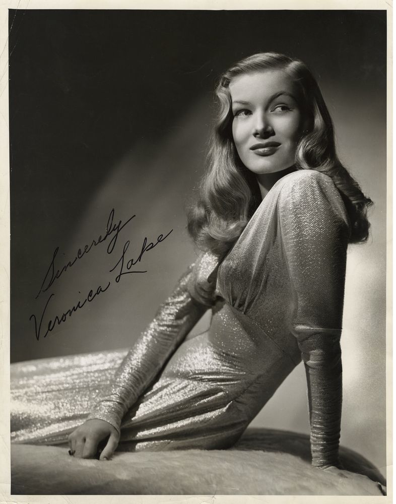 Veronica Lake in "This Gun for Hire" Publicity Still (Paramount, 1942). Autographed Still- Movie Poster Reprint