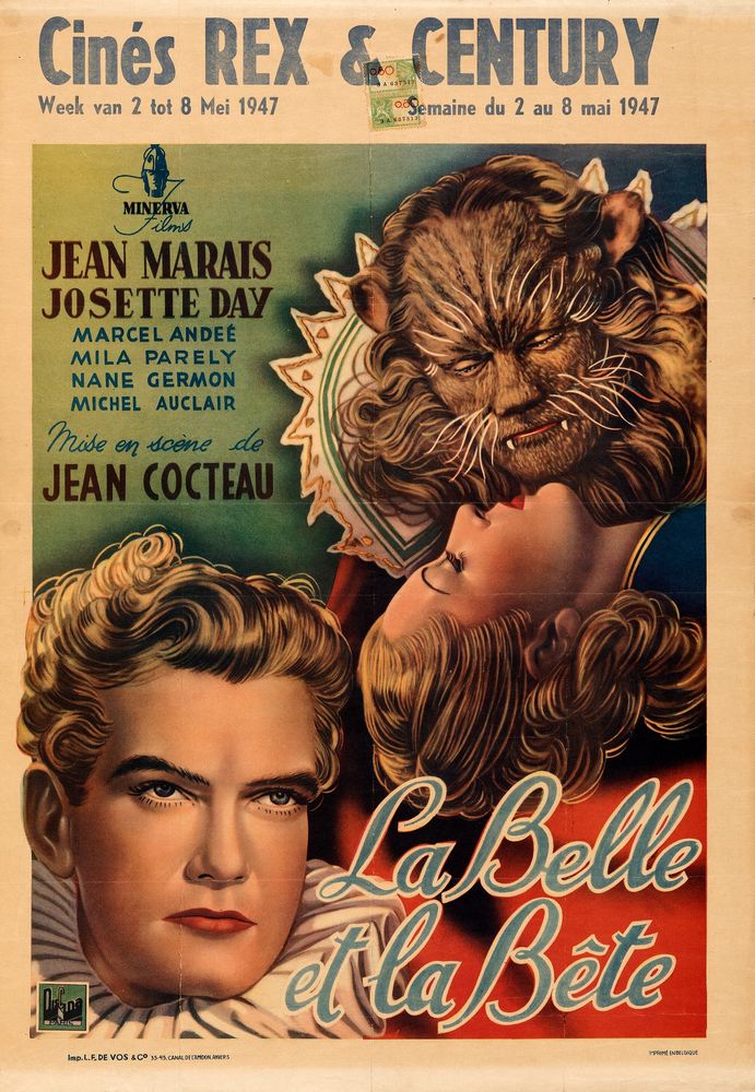 La Belle et la Bete (Minerva, 1947). Belgian- Movie Poster Reprint