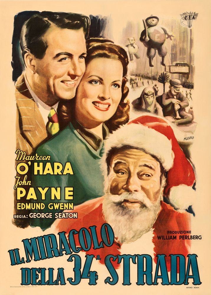 Miracle on 34th Street (CIA, 1948). Italian, Dante Manno Artwork- Movie Poster Reprint