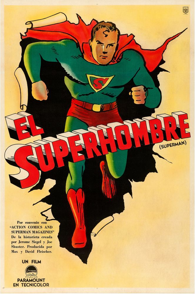 Superman Cartoon Stock (Paramount, 1941). Argentinean- Movie Poster Reprint