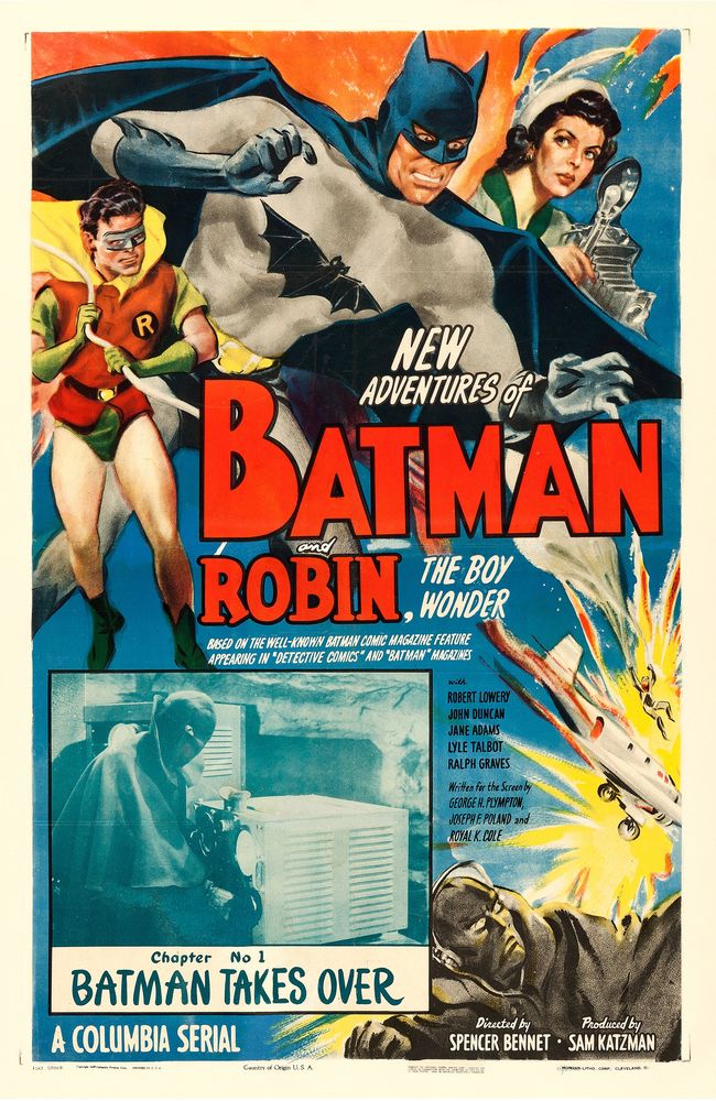 The New Adventures of Batman and Robin (Columbia, 1949). Chapter 1 - "Batman Takes Over."- Movie Poster Reprint