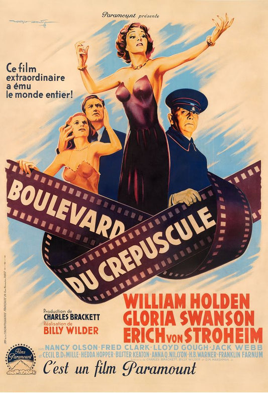 Sunset Boulevard (Paramount, 1951). French, Roger Soubie Artwork.- Movie Poster Reprint