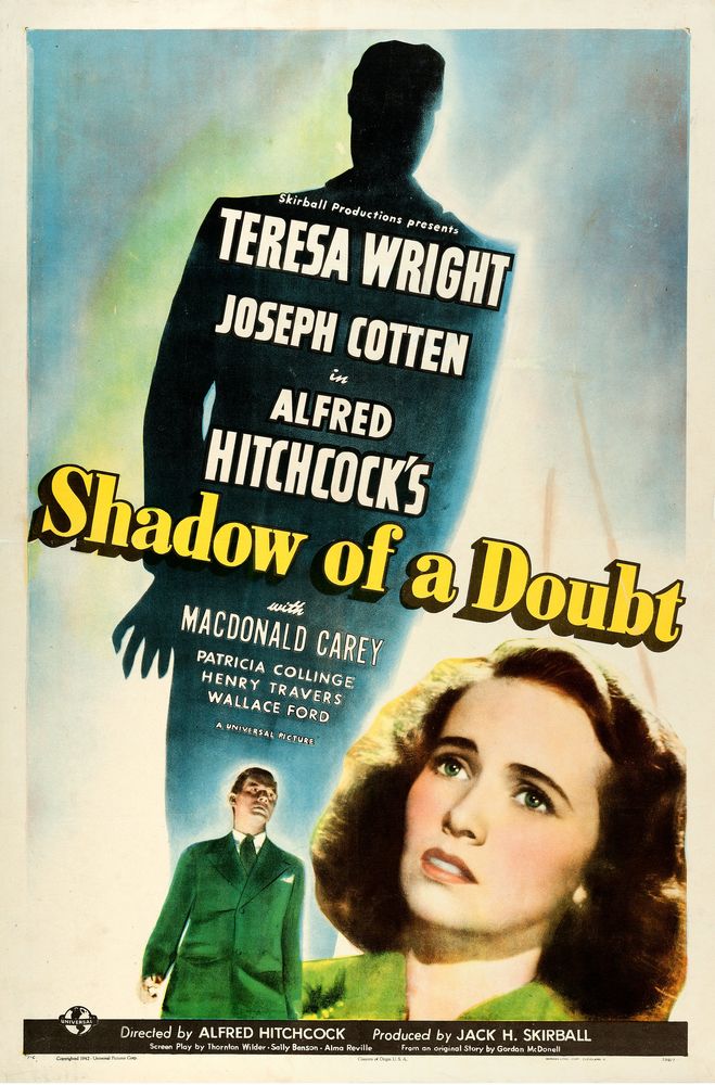 Shadow of a Doubt (Universal, 1943). Style C.- Movie Poster Reprint