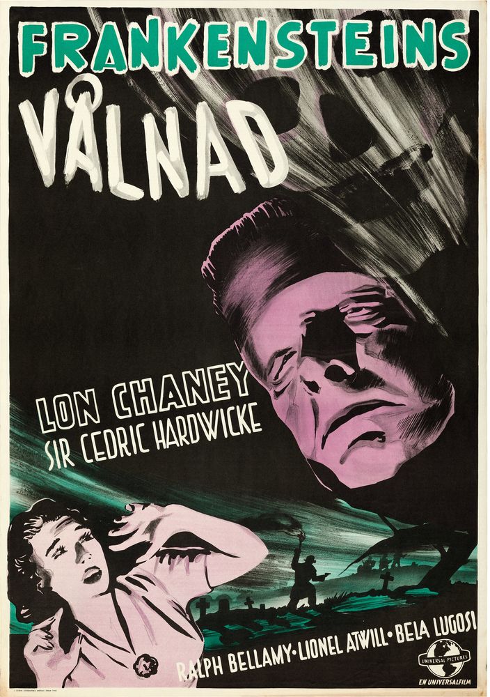 The Ghost of Frankenstein (Universal, 1942). Swedish- Movie Poster Reprint