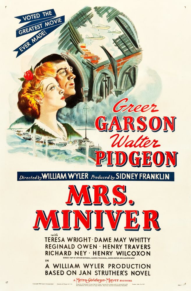 Mrs. Miniver (MGM, 1942). Style D.- Movie Poster Reprint