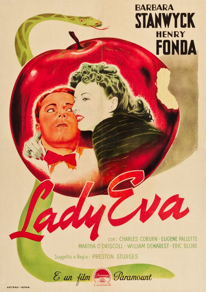 The Lady Eve (Paramount, 1945). First Post War Italian- Movie Poster Reprint