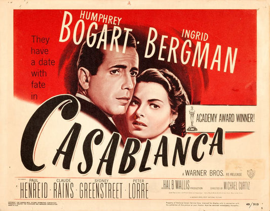 Casablanca (Warner Brothers, R-1949)- Movie Poster Reprint