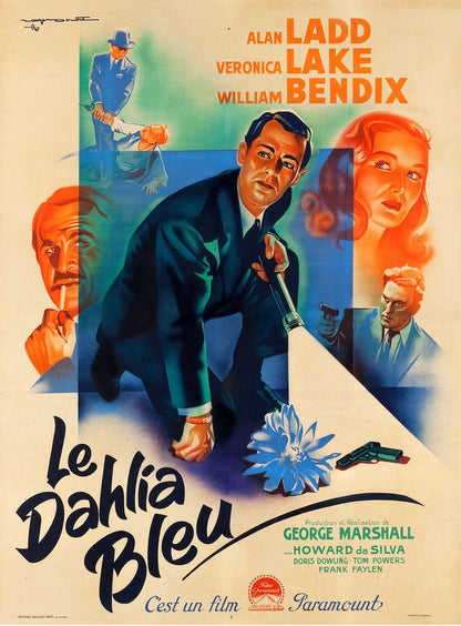 The Blue Dahlia (Paramount, 1947). First Post-War Release French- Movie Poster Reprint