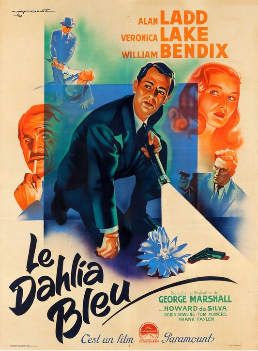 The Blue Dahlia (Paramount, 1947). First Post-War Release French- Movie Poster Reprint