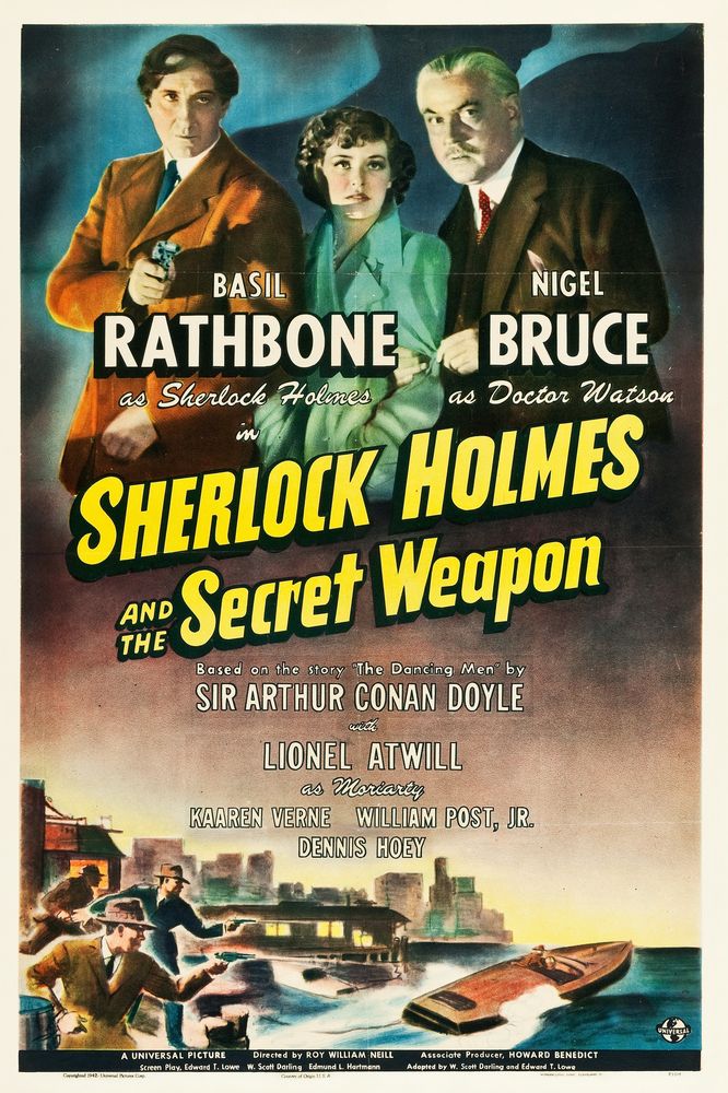 Sherlock Holmes and the Secret Weapon (Universal, 1942).- Movie Poster Reprint