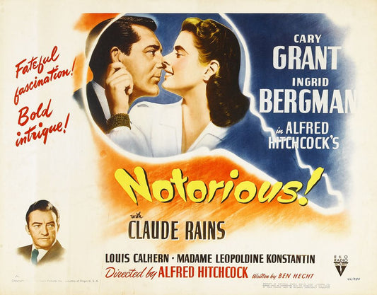 Notorious (RKO, 1946). Style A.- Movie Poster Reprint