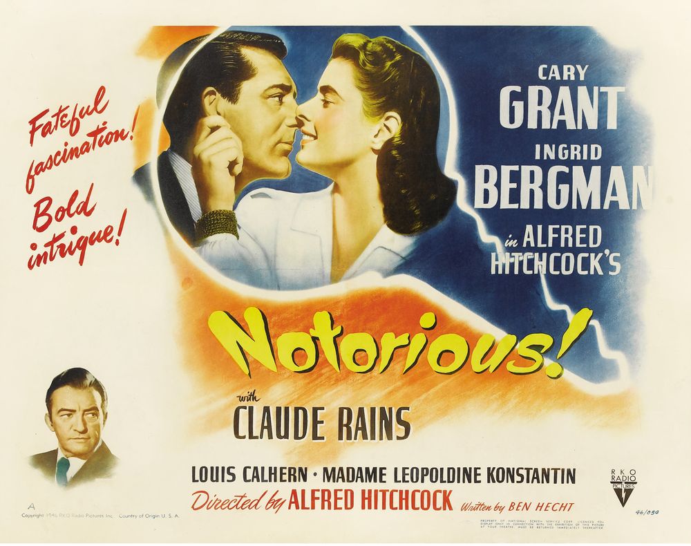 Notorious (RKO, 1946). Style A.- Movie Poster Reprint