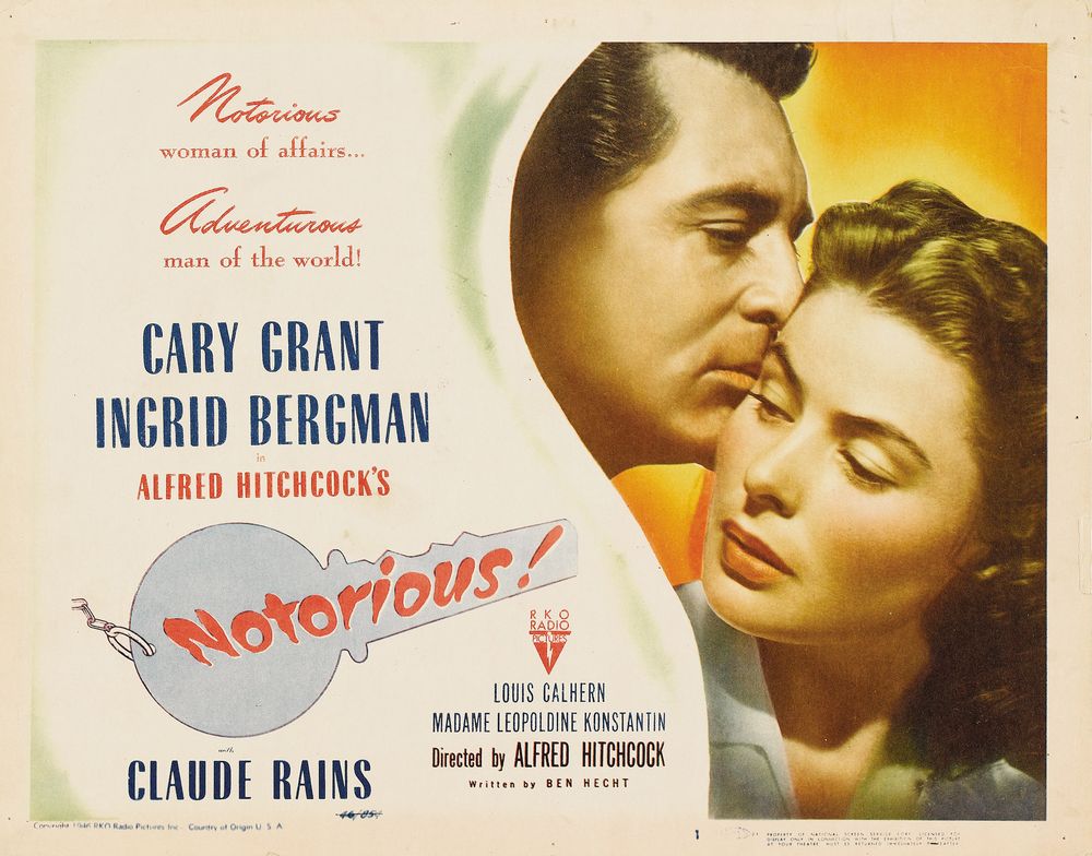 Notorious (RKO, 1946).- Movie Poster Reprint