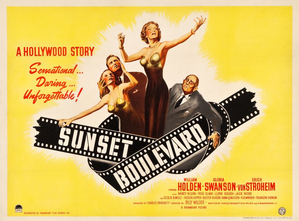 Sunset Boulevard (Paramount, 1950). British- Movie Poster Reprint