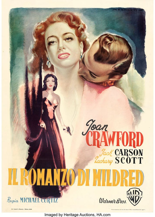 Mildred Pierce (Warner Bros., 1948). First Post-War Release Italian, Luigi Martinati Artwork.- Movie Poster Reprint