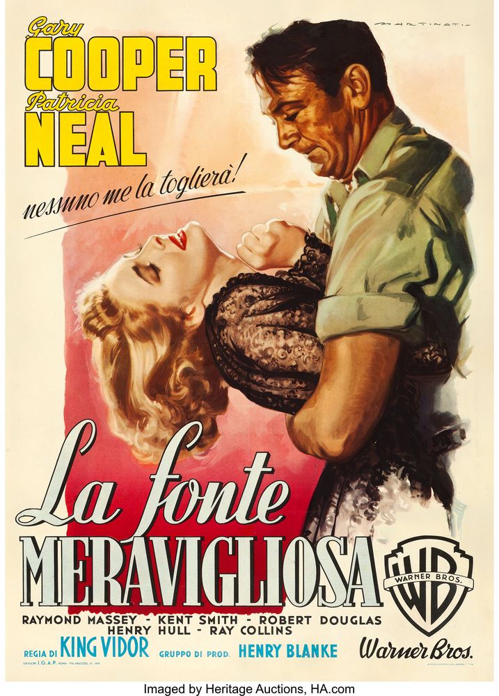 The Fountainhead (Warner Brothers, 1949). Italian, Luigi Martinati Artwork.- Movie Poster Reprint