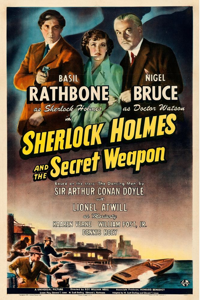 Sherlock Holmes and the Secret Weapon (Universal, 1942).- Movie Poster Reprint