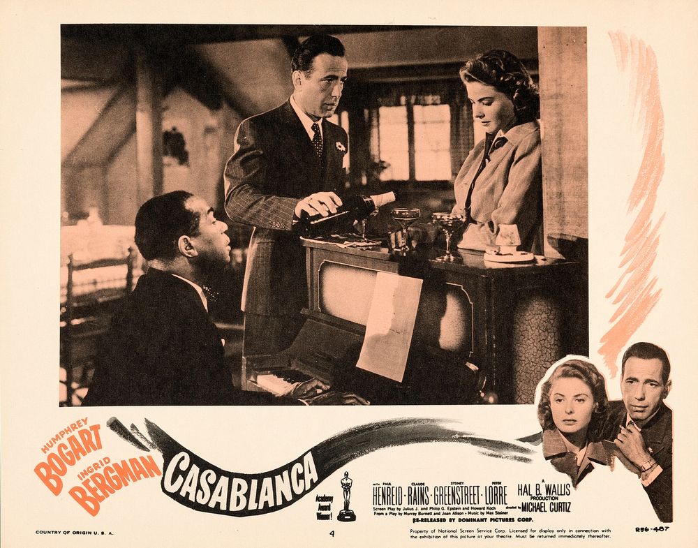 Casablanca (Dominant, R-1956).- Movie Poster Reprint