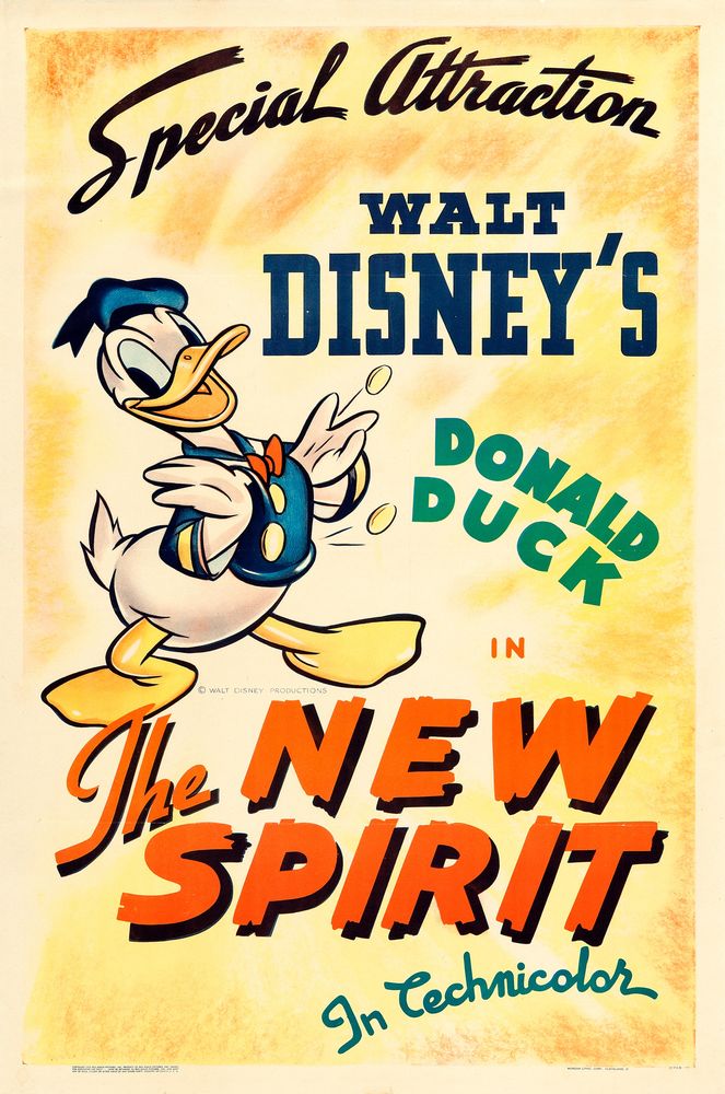 Donald Duck in The New Spirit (RKO, 1942).- Movie Poster Reprint