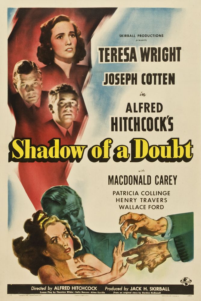 Shadow of a Doubt (Universal, 1943). Style D .- Movie Poster Reprint