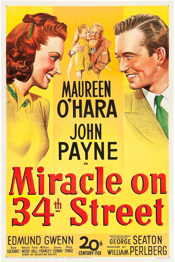 Miracle on 34th Street (20th Century Fox, 1947).- Movie Poster Reprint