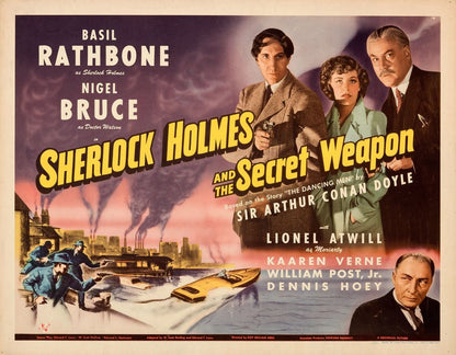 Sherlock Holmes and the Secret Weapon (Universal, 1942).- Movie Poster Reprint