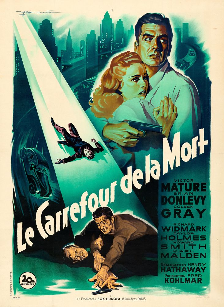 Kiss of Death (20th Century Fox, 1948). French, Style B, Roger Soubie Artwork.- Movie Poster Reprint