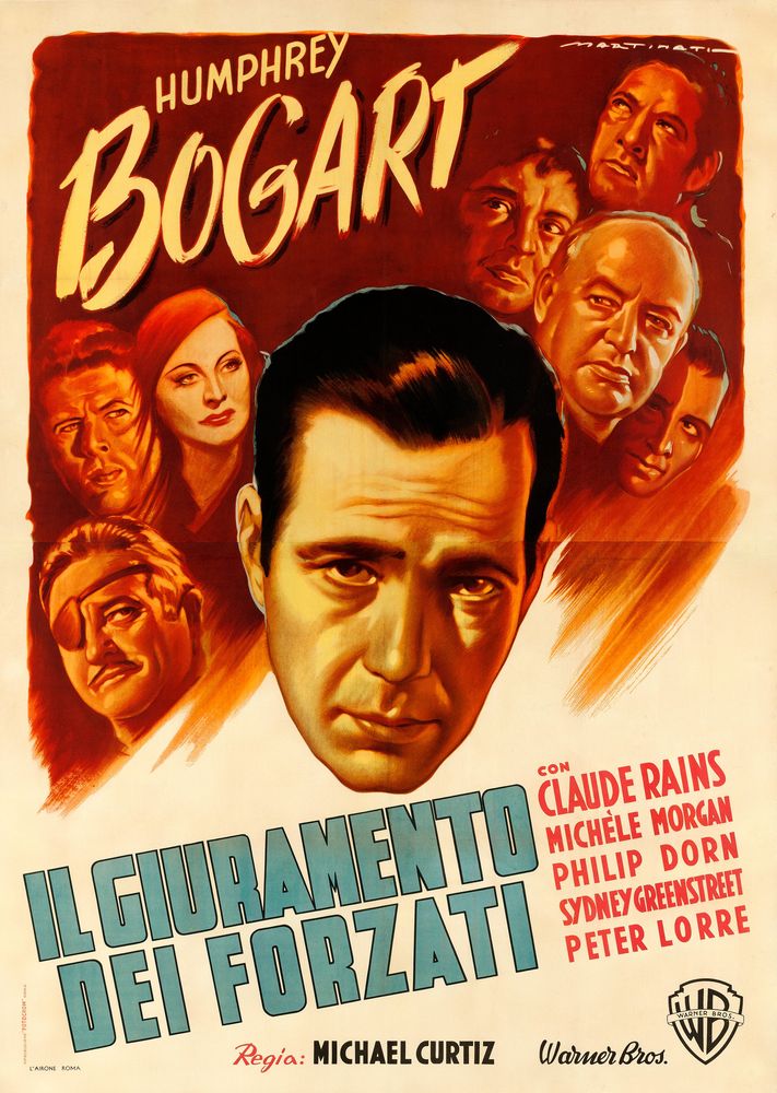 Passage to Marseille (Warner Brothers, Late 1940s). First Post-War Release Italian, Luigi Martinati Artwork.- Movie Poster Reprint