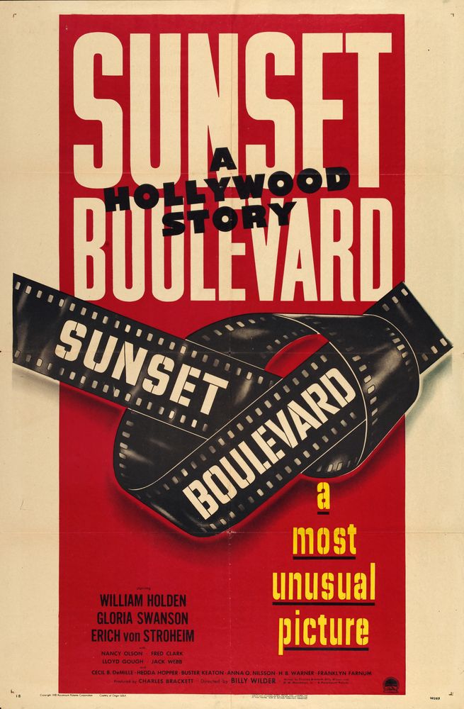 Sunset Boulevard (Paramount, 1950). Style B.- Movie Poster Reprint