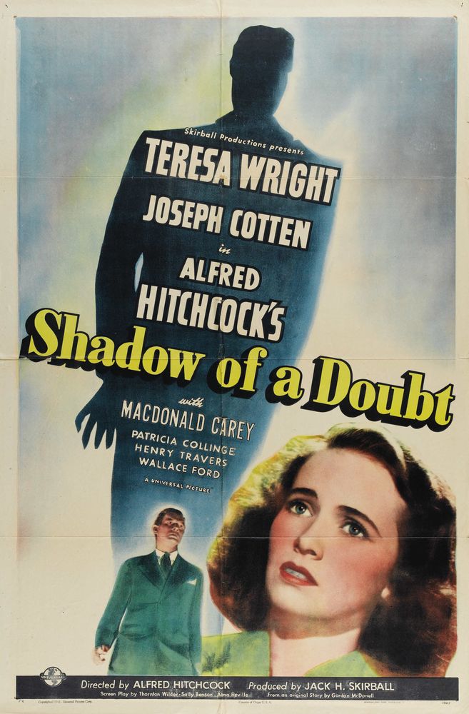 Shadow of a Doubt (Universal, 1943).- Movie Poster Reprint