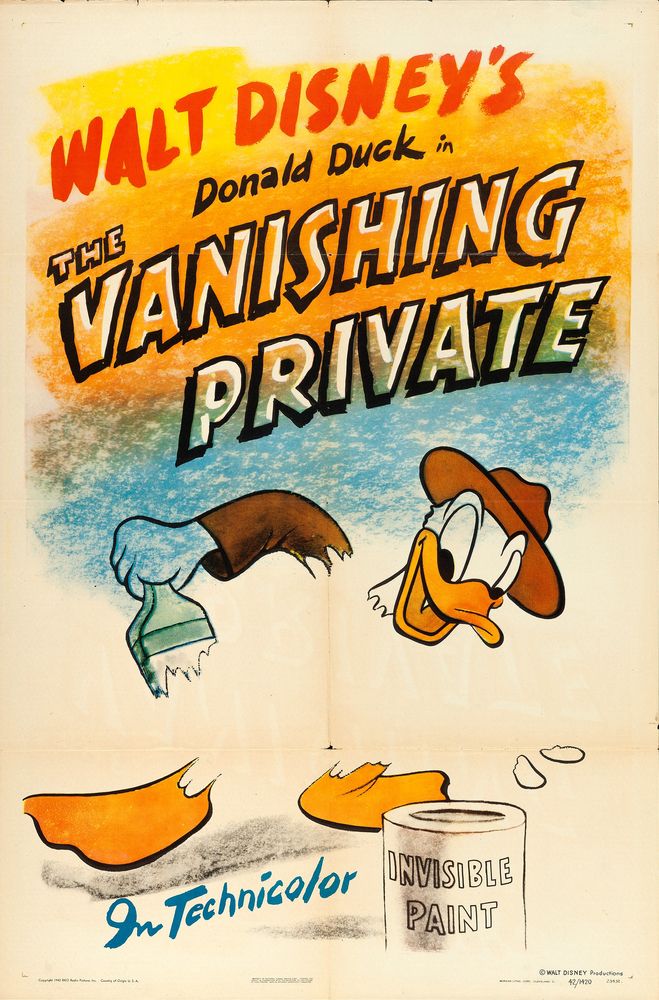 Donald Duck in The Vanishing Private (RKO, 1942).- Movie Poster Reprint