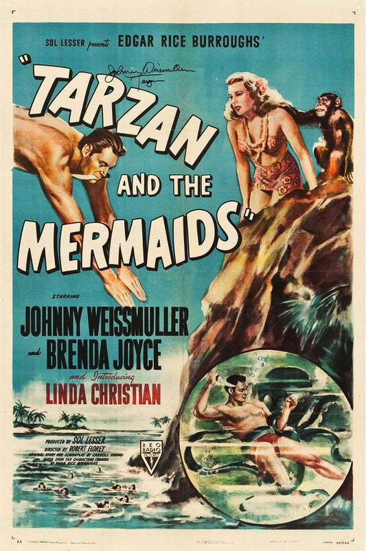 Tarzan and the Mermaids (RKO, 1948).- Movie Poster Reprint