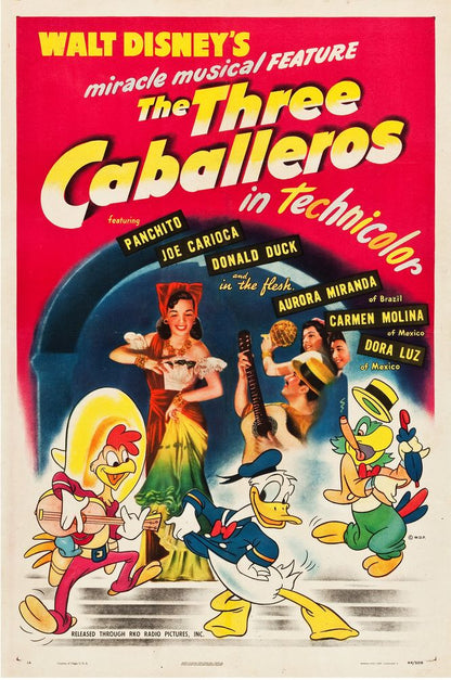 The Three Caballeros (RKO, 1945). Style A.- Movie Poster Reprint