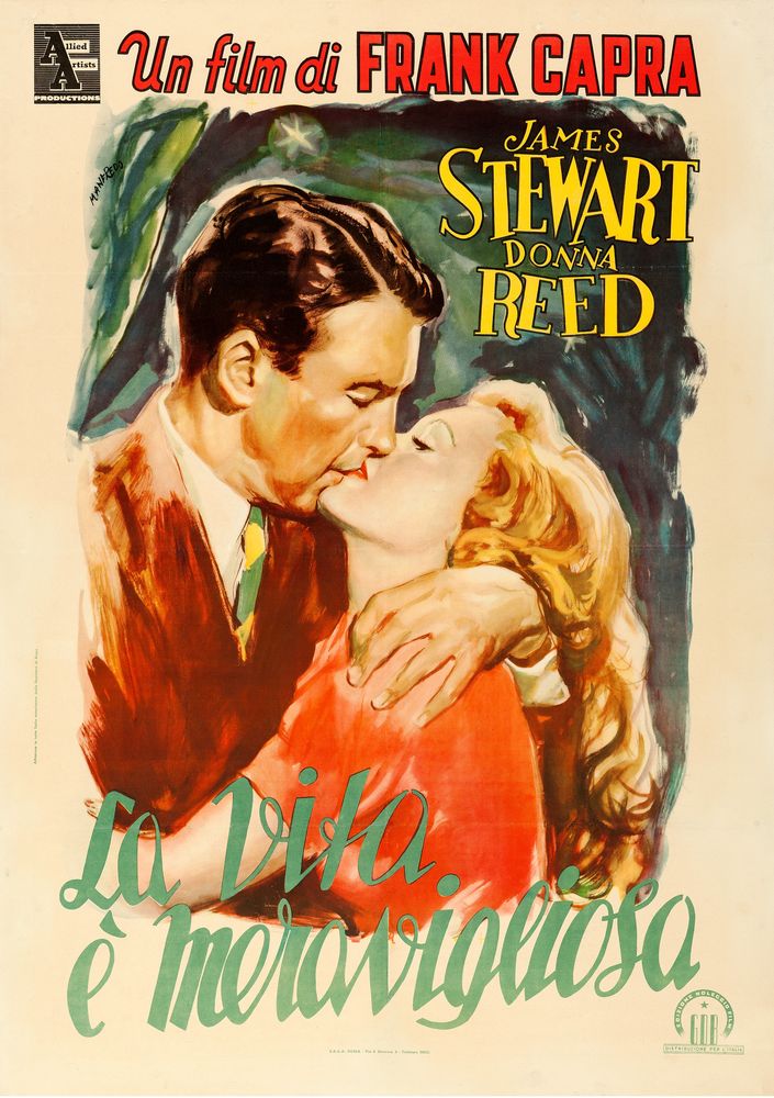 It's a Wonderful Life (Allied Artists, R-Mid 1950s). Italian. Manfredo Acerbo Artwork.- Movie Poster Reprint